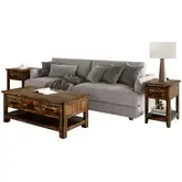 Cannon Valley 3 Piece Coffee, End Table & Side Table Set in Distressed Brown Wood